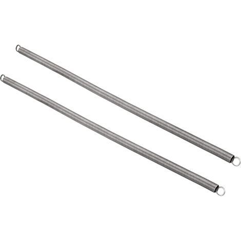 300mm Free Length Double Hook Tension Spring x 2 Pcs Metal Extension Coil Springs for Industrial Machinery, [Silver] (1/4)