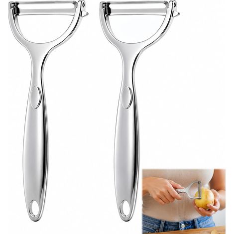 Set of 2 Stainless Steel Vegetable Peelers – Ergonomic, Multifunctional and Durable – Ultra-Sharp Blade for Potatoes, Carrots, Fruits and Asparagus (1/5)