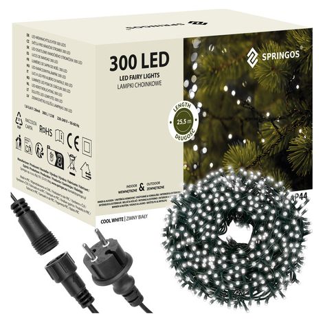 Luces de Navidad 300 LED 18 m blanco frío iluminación exterior de árbol de Navidad