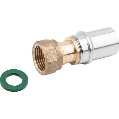 Raccordo diritto femmina Ø16x1/2 con dado e guarnizione in ottone nichelato per tubo multistrato pex-al-pex balpex mp bampi mpgi1612
