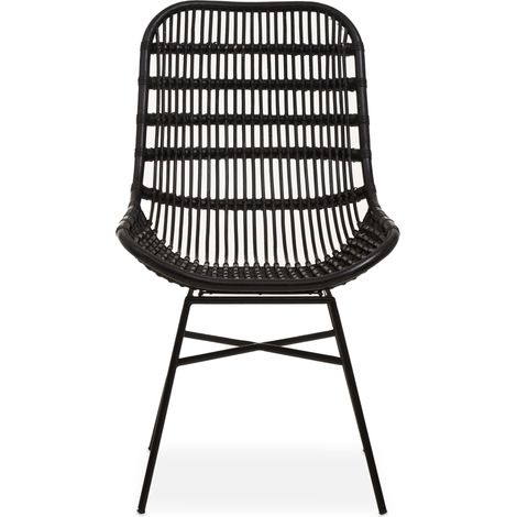 Interiors by Premier Curved Black Natural Rattan Chair, Rustless Rattan Chair, Easy Cleaning Rattan Armchair (1/5)