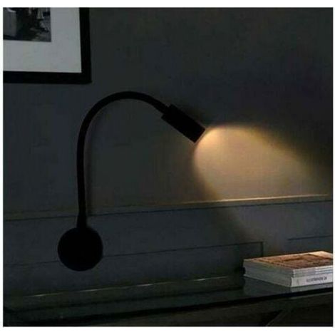 Lampe Lecture Murale - Bras Flexible Col De Cygne - Aluminium Noir - 3 W - 220 V - Pour Chambre Bureau Salon (1/4)