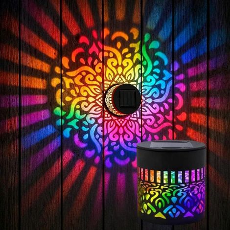 Luci solari mandala : Applique a parete impermeabile all'aperto del metallo Decorazione del giardino colorato alimentato solare per il patio, il giardino, la recinzione, o di un ponte. (1/5)