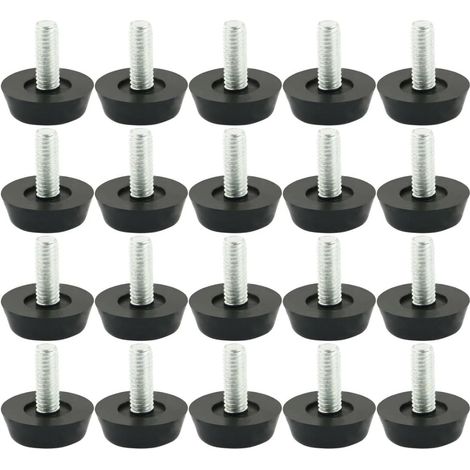 Lot de 20 pieds de meubles réglables, patins de nivellement, protections pour pieds de table, de chaise et de sol, à visser (1/5)