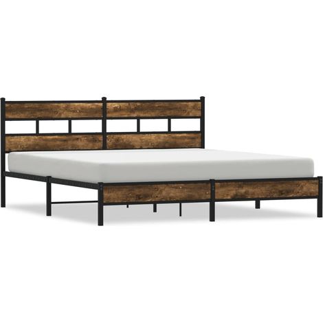 Maison Exclusive - Metallbett ohne Matratze Räuchereiche 200x200