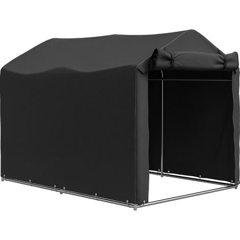 Tienda garaje impermeable con puerta, PE y estructura galvanizada 220 x 157 x 165 cm negra (1/5)