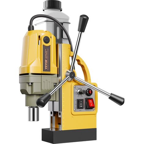 Perceuse magnétique 1200 W, diamètre 40,6 mm, force 1277 kg, vitesse variable, idéale pour percer métal, jaune. (1/5)