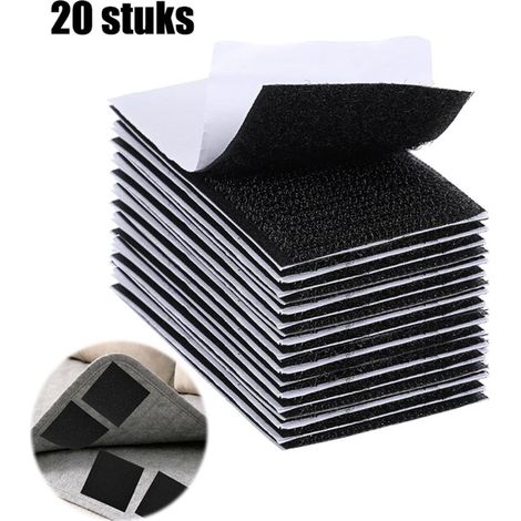 20 pièces - Velcro auto-adhésif - Velcro - Patch Velcro - Velcro adhésif - Bandes Velcro adhésives résistantes - 5 x 10 cm - Adhésif 3M de qualité - Pour la maison et le bureau - Bricolage - Noir (1/5)