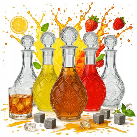 Lot de 5 carafes en verre PINA de 900 ml pour liqueurs et vins, bouteilles en verre de 0,9 l. (1/5)