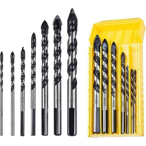 Juego de 7 brocas para azulejos, vidrio, espejos, mampostería y madera (3, 4, 5, 6, 8, 10, 12 mm, 1 juego) -Crezuo