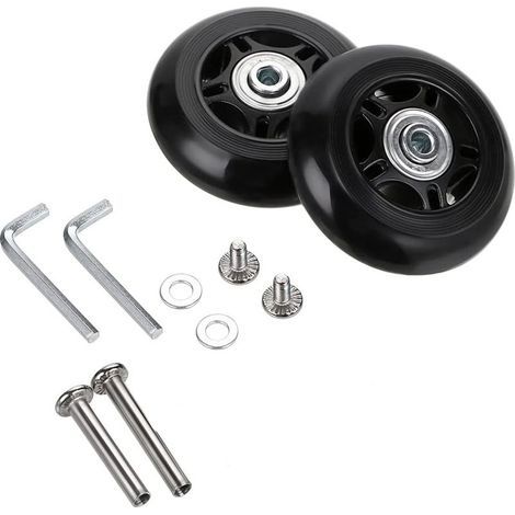 Lot de 2 roulettes de rechange pour valises 70 x 24 mm – Caoutchouc et métal – Installation facile – Compatible meubles et fauteuils roulants (1/4)