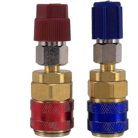Adaptateur de connexion rapide pour réfrigérant R134A, adapté aux ports haute et basse pression des systèmes de climatisation automobile et des autoroutes. (1/5)