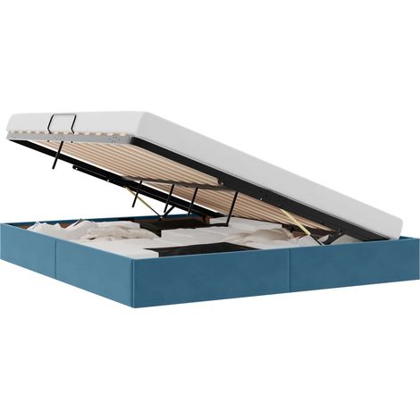 Maison Exclusive - Letto ottomano con archiviazione Blu Scuro 160 x 200 cm Velluto