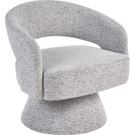 Sillón de estilo minimalista escandinavo tapizado de tela forma curvada giratorio 360° gris Eidal