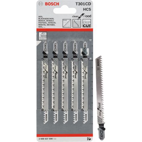 BOSCH T301CD (pkt of 5) Clean for wood 117mm