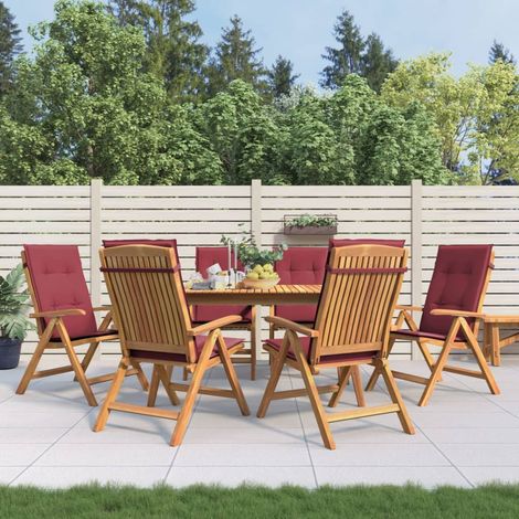 Gartenstühle mit Kissen 6 Stk. Massivholz Teak (1/5)