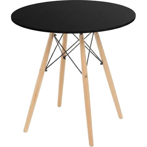 Tavolo Moderno Design Nordico Legno Faggio MDF Bianco 80x80cm NERO 74 (1/5)