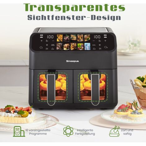 Freidora de aire 9 L doble cesta 2000 W negra OKMYHOME (1/5)
