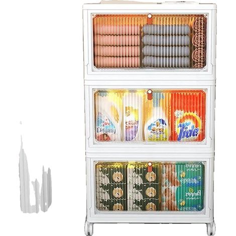 Boîte de rangement, empilable, design pliable, Blanc (1/2)