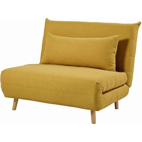 Poltrona Letto in Tessuto Giallo Design Scandinavo 76x80x74 cm - Domo Mea