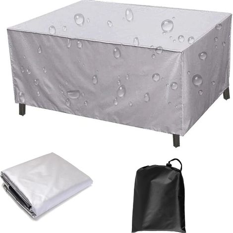 Housse de mobilier d'extérieur, bâche imperméable coupe-vent anti-UV, housse de protection en tissu Oxford 210D argent - 200x 200 x 85cm (1/4)