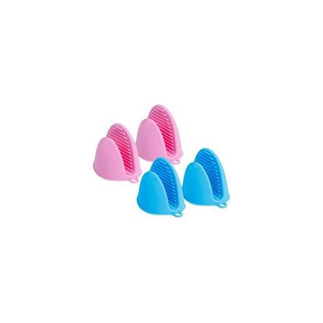 2 Paires Gants De Four Mitaine Silicone Cuisine Résistant À La Chaleur Paquet,Mini Isolation Thermique Gant Durable Protection Porte-Ustensiles Et Set Barbecue (Bleu,Rose) (1/5)