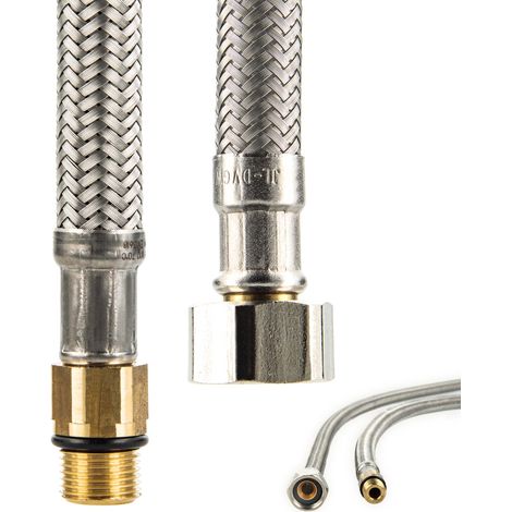 tecuro Sanitärarmaturen Anschlussschlauch M12x1 kurz - 3/8 ÜWM x 350 mm - KTW-A- DVGW