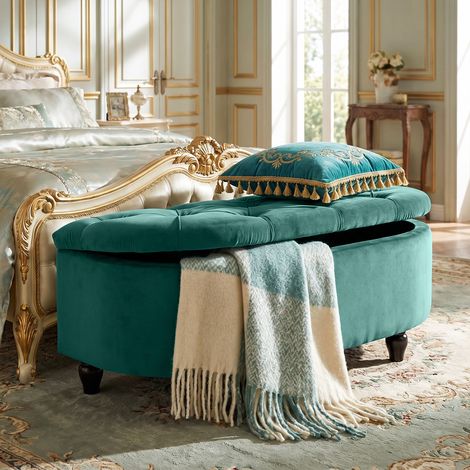 Pouf de rangement, capitonné, couvercle à fermeture douce, aspect velours, 120 x 46 x 42 cm, gris foncé (1/5)