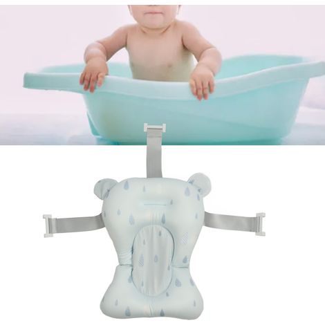 Support de bain pour nouveau-né, baignoire, sac en filet, aucun cadeau offert, grand tapis flottant, Blue Raindrop (1/5)