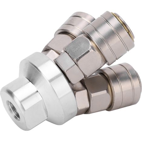 Raccord Rapide 3 Voies Femelle Chrome Pneumatique Composant G1/4 Type C SMV (1/5)