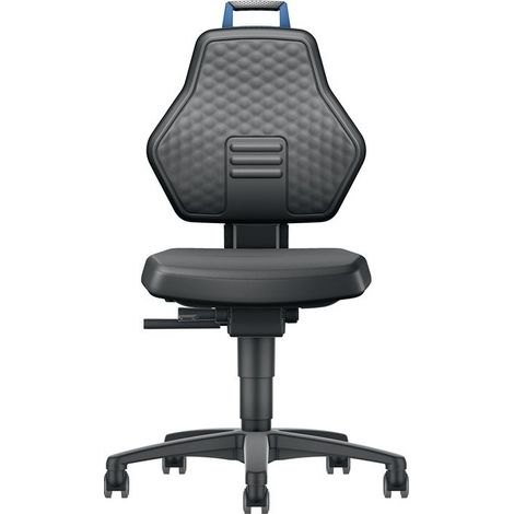 Sedia girevole industriale Rl.finta pelle nero Maniglia colore blu 450-600mm PROMAT (1/5)