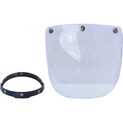 Decdeal Casque de moto Anti-UV anti-rayures, visière à bulles, pare-vent universel pour visage ouvert Standard à 3 boutons-pression