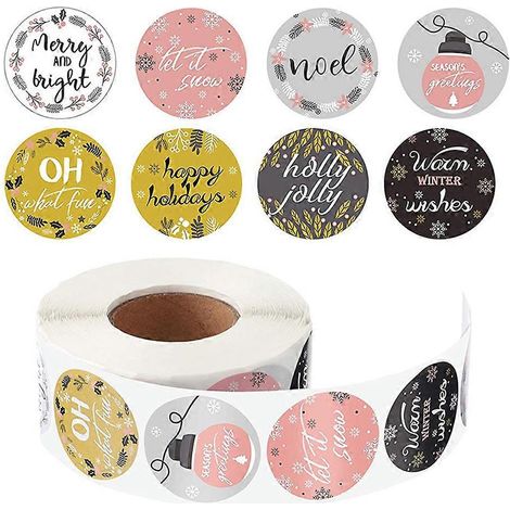 500 Stück „Frohe Feiertage“-Aufkleber, 8 Designs, Weihnachtsgrüße, selbstklebende, dekorative Briefumschlag-Siegelaufkleber für Karten und Geschenkboxen (1/5)