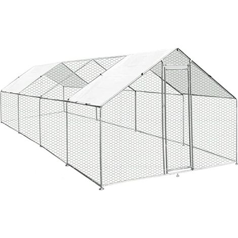 MaxxPet Pollaio Resistente all'Inverno – Voliera per Galline all'Aperto – 3x8x2m – Casetta per Polli e Galline – Recinto da Giardino – Chicken Coop – Metallo di Alta Qualità