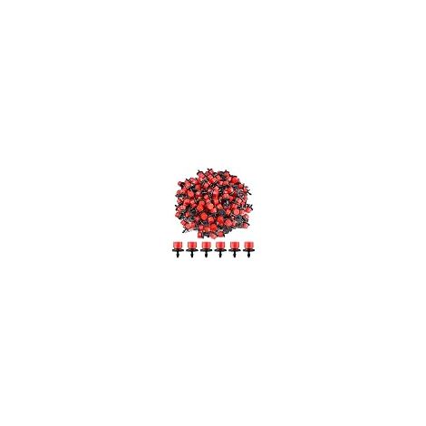 Lot de 200 goutteurs d'irrigation réglables, 6,35 mm, système d'arrosage anti-encrassement, fournitures de jardin (rouge) (1/4)
