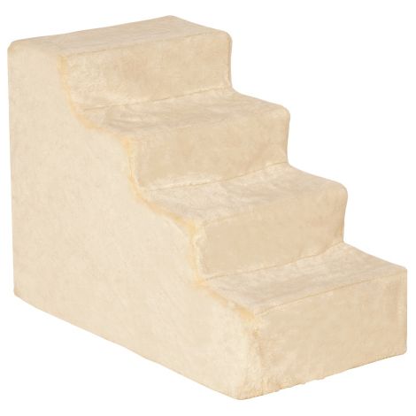 Escaleras para mascotas, rampa para perros de 4 peldaños con cubierta extraíble, escaleras para gatos, escaleras para perros, escaleras para mascotas, aglomerado, felpa, beige, 60 x 35 x 44 cm, en el  (1/5)