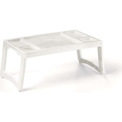 Vassoio Letto in Plastica con Gambe Ripiegabili Bianco 55 x 30 x 22 cm (1/2)
