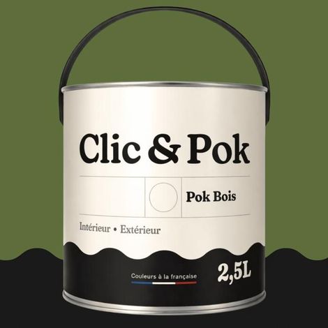 Peinture Bois Extérieur – POK BOIS - 2,5L - RAL 6025 - Vert fougère- Résistante aux intempéries - Ne s'écaille pas