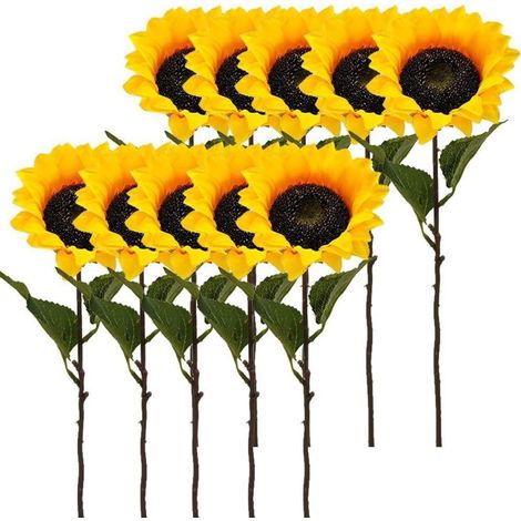 Künstliche Sonnenblumen 10er Set 45cm Deko Hochzeit Zuhause (1/5)