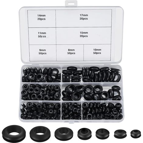 260 Pièces Passe Fils Caoutchouc Assortiment, Oeillets en Caoutchouc, Passe Cables Caoutchouc, 7 Tailles Joints Toriques Rondelles ✐illets pour Fils, Prise et Cable (1/5)