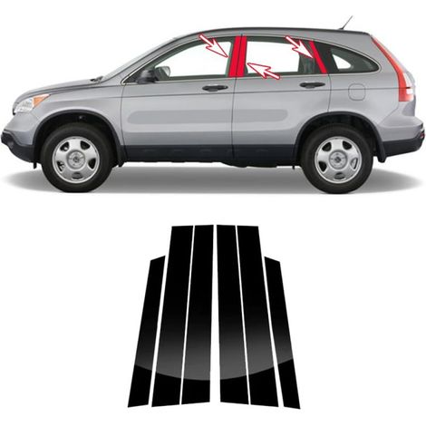 Irovami Convient aux Honda CRV (modèles 2007-2011) : autocollants décoratifs noirs pour montant central de vitre (6 pièces). (1/5)