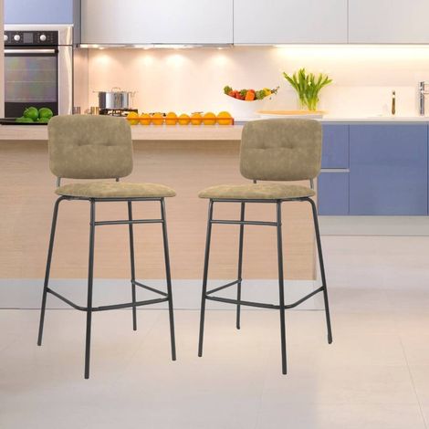 Sgabello con seduta e schienale in velluto colore ruggine e gambe nere - Ross (1/5)