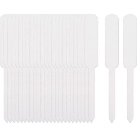 Étiquettes blanches fines en plastique pour tuteurs de plantes, 200 pièces, format 1,5 x 12 cm, résistantes à l'eau, pour semis, herbes aromatiques, plantes grasses, plantes en pot et jardinières. (1/5)