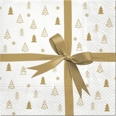 Lot de 20 serviettes en papier Cadeaux dore