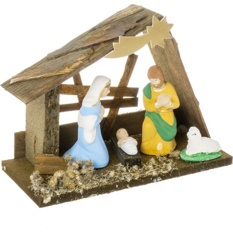 Crèche en bois monobloc, 12 cm de haut (1/3)
