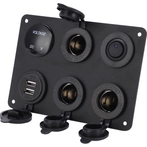 Panneau de commande étanche à 6 positions avec affichage numérique LED, voltmètre, port USB et interrupteur marche/arrêt, pour voiture, camping-car, yacht (1/5)