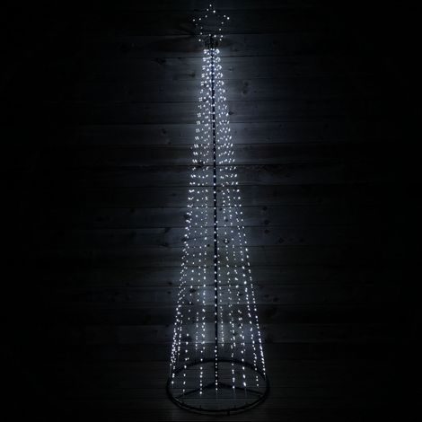 Snowtime 2.5m Maypole Outdoor Tree with 884 Flashing Wire Lights - Ice White (1/5)