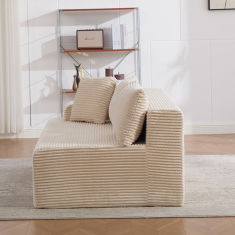 Canapé modulable compressible en tissu chenille, garnissage mousse haute élasticité 30D, fond anti-dérapant facile à déplacer, beige pour salon et toutes pièces (1/5)