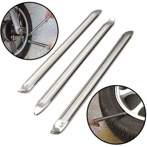 3 pcs Demonte Pneus Acier Levier Pneu Métal Kit Tire-Pied Outil de Réparation Jeu de Démonte Pneus pour Moto Voiture Auto électrique Vélo Solide et Durable Pas Facile à Déformer (25cm) (1/4)
