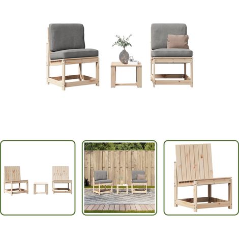 Holzgartenmöbel -  3-tlg. Garten-Lounge-Set Massivholz Kiefer (1/5)